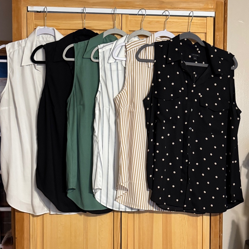 Women's Sleeveless Tops Collection - Black, White, Green, Cream Ann Taylor